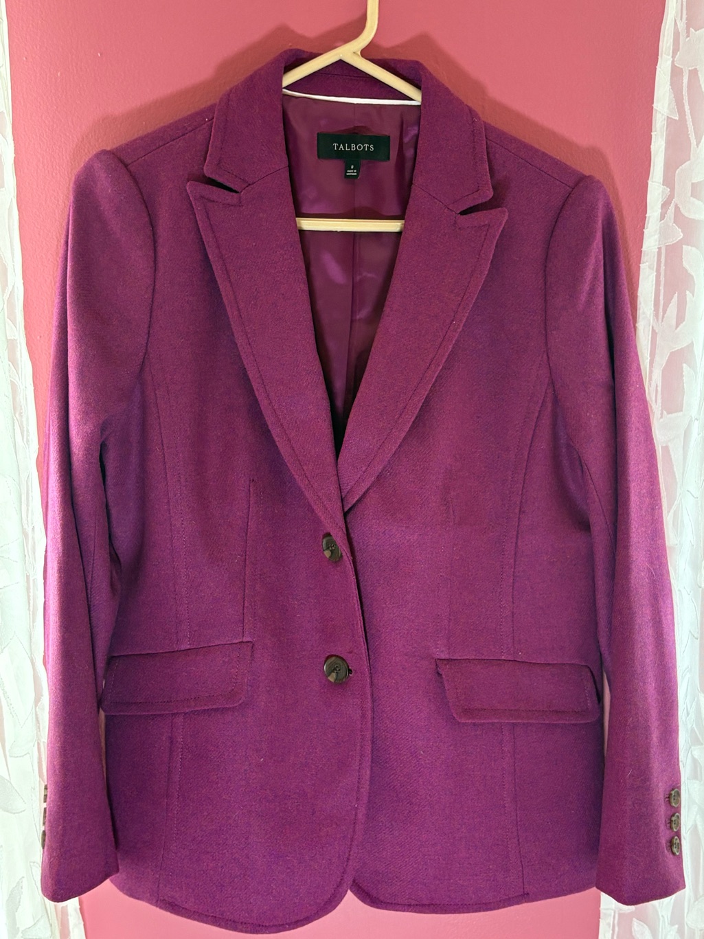 Talbots Purple Wool Blend Blazer Jacket